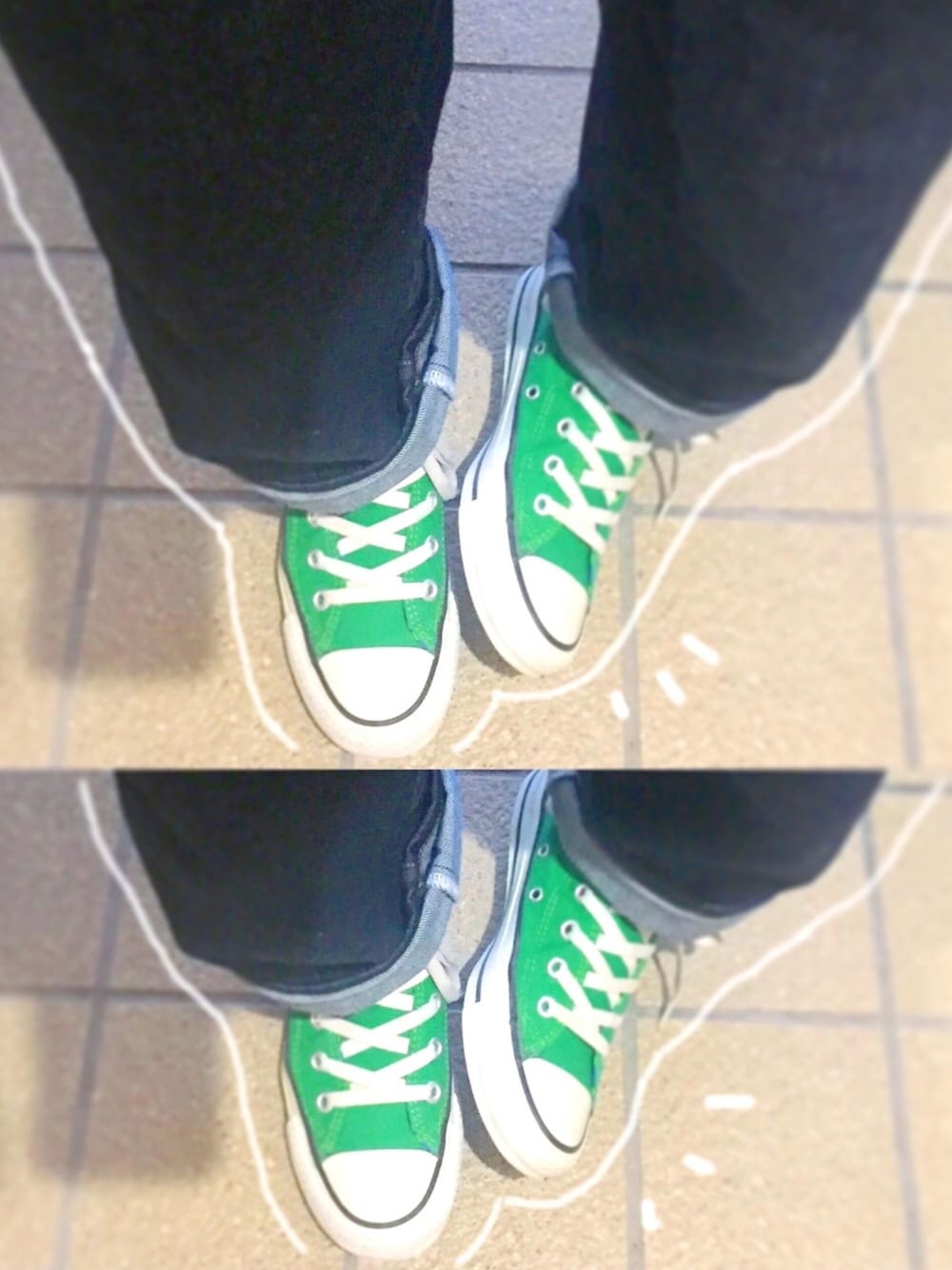 「シンプルコーデ、デニム、デニムパンツ、スニーカー、コンバース、green、kagoshima」｜「Mackintoshのアイテム（デニムパンツ、ブルー系）」を使った、s.さん（レディース・156cm）の冬コーディネートの1枚目の写真