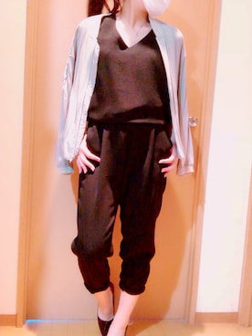 「パーティースタイル」｜「アイテム（サロペット/オーバーオール）」を使った、ゆーちゃさん（レディース・156cm）の春コーディネート