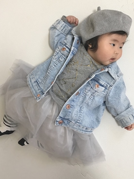 「赤ちゃん」｜「アイテム（デニムジャケット）」を使った、kohatoさん（レディース・155cm）の春コーディネート