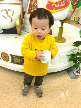 「petit main（プティマイン）のアイテム（チノパンツ）」を使った、HYT🐻さん（キッズ・90cm）の冬コーディネート
