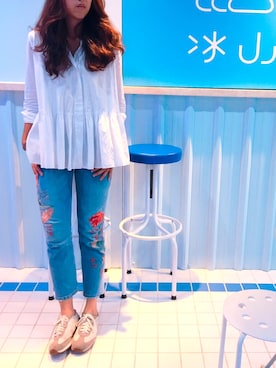 「ZARA（ザラ）のアイテム（シャツ/ブラウス、ホワイト系）」を使った、kuoさん（レディース）の秋コーディネート