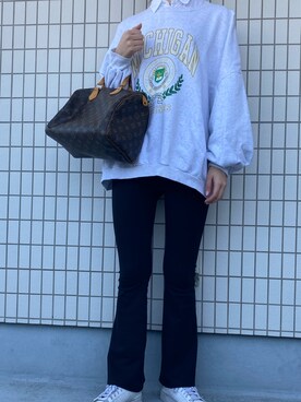 「via j（ヴィアジェイ）のアイテム（スウェット）」を使った、mochamo7さん（レディース・167cm）の春コーディネート
