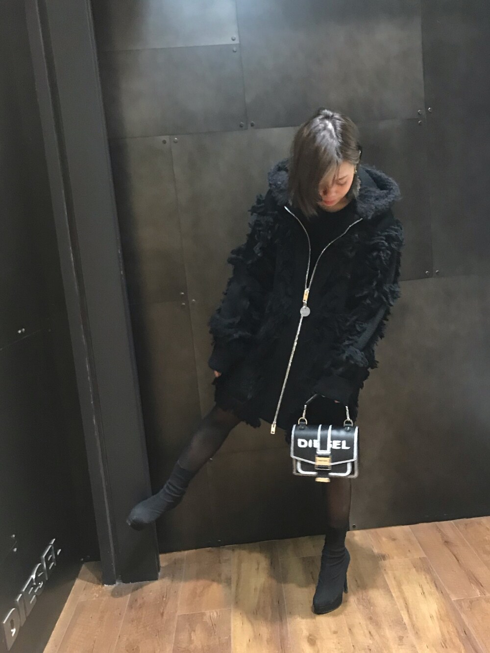 DIESEL 新品75,900円 フリンジウールジップアップコート DIESEL（ディーゼル）の「レディース フリンジウールジップ