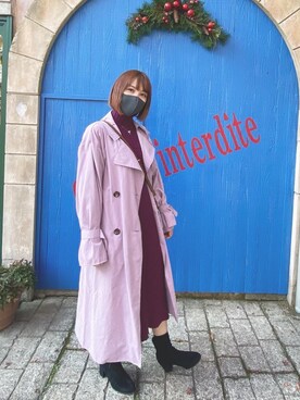 「moussy」｜「アイテム（トレンチコート）」を使った、유우키🦋さん（レディース・160cm）の冬コーディネート