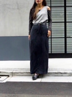 「Yohji Yamamoto（ヨウジヤマモト）のアイテム（スカート）」を使った、waka__sanさん（レディース・162cm）の春コーディネート