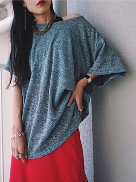 「MM6 Maison Martin Margiela_（エムエム 6 メゾン マルタン マルジェラ）のアイテム（ニット/セーター、シルバー系）」を使った、waka__sanさん（レディース・162cm）の秋コーディネート