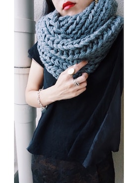 「TAAKK（ターク）のアイテム（マフラー、グレー系）」を使った、waka__sanさん（レディース・162cm）の秋コーディネート