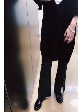 「AULA（アウラ）のアイテム（パンツ、グリーン系）」を使った、waka__sanさん（レディース・162cm）の冬コーディネート