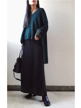 「Yohji Yamamoto（ヨウジヤマモト）のアイテム（スカート）」を使った、waka__sanさん（レディース・162cm）の冬コーディネート