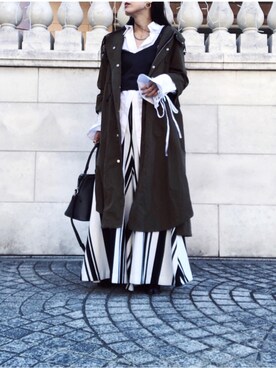 「Maison Margiela（メゾンマルジェラ）のMaison Margiela ‘5AC’ MEDIUM バック（ハンドバッグ、ブラック系）」を使った、waka__sanさん（レディース・162cm）の冬コーディネート