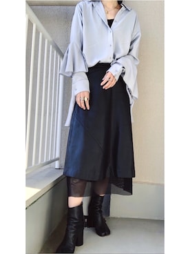 「Maison Margiela（メゾンマルジェラ）のMaison Margiela 「タビ」ブーツ（ブーツ、ブラック系）」を使った、waka__sanさん（レディース・162cm）の春コーディネート