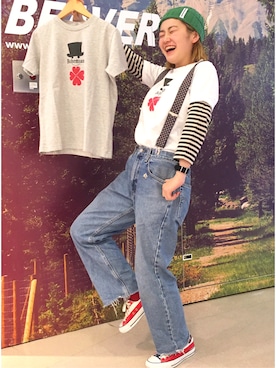 「MANASTASH（マナスタッシュ）のアイテム（帽子）」を使った、リナリナ～さん（レディース・157cm）の冬コーディネート