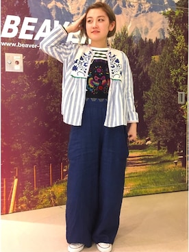 「D.M.G.（ドミンゴ）のアイテム」を使った、リナリナ～さん（レディース・157cm）の春コーディネート