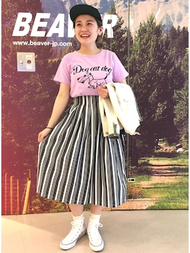 「EBBETS FIELD FLANNELS（エベッツフィールドフランネルズ）のアイテム」を使った、リナリナ～さん（レディース・157cm）の春コーディネート