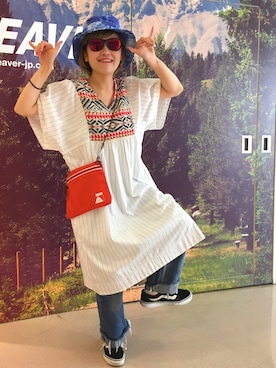 「POLeR OUTDOOR STUFF（ポーラーアウトドアスタッフ）のアイテム」を使った、リナリナ～さん（レディース・157cm）の夏コーディネート