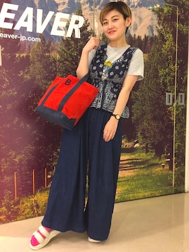 「GRANDMA MAMA DAUGHTER（グランマママドーター）のアイテム」を使った、リナリナ～さん（レディース・157cm）の夏コーディネート