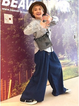 「BEAVER（ビーバー）のアイテム（帽子）」を使った、リナリナ～さん（レディース・157cm）の秋コーディネート