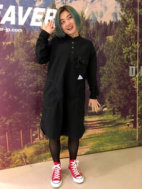 「and wander（アンドワンダー）のアイテム（ワンピース/ドレス）」を使った、リナリナ～さん（レディース・158cm）の春コーディネート
