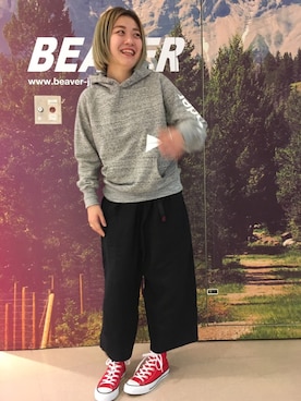 「and wander（アンドワンダー）のアイテム（トップス）」を使った、リナリナ～さん（レディース・158cm）の春コーディネート