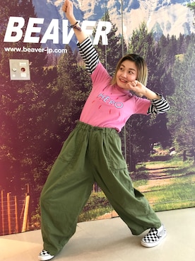 「D.M.G.（ドミンゴ）のアイテム（パンツ）」を使った、リナリナ～さん（レディース・158cm）の春コーディネート