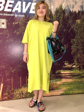 「MANASTASH（マナスタッシュ）のアイテム（ワンピース/ドレス）」を使った、リナリナ～さん（レディース・158cm）の夏コーディネート