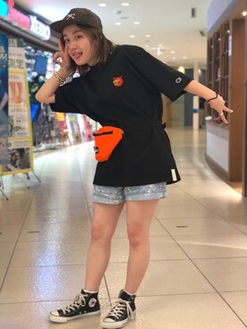 「AlexanderLeeChang（アレキサンダーリーチャン）のアイテム（帽子）」を使った、リナリナ～さん（レディース・158cm）の夏コーディネート