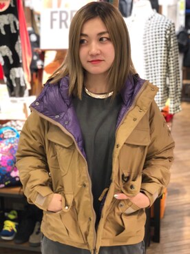 「秋のブラウンスタイル」｜「アイテム（ダウンジャケット/コート）」を使った、リナリナ～さん（レディース・158cm）の秋コーディネート