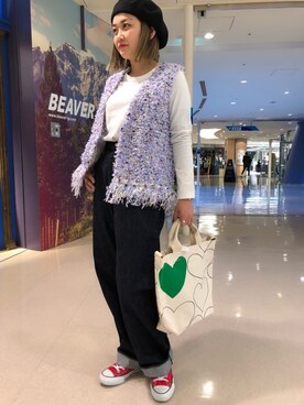 「MANASTASH」｜「アイテム（ハンチング/ベレー帽）」を使った、リナリナ～さん（レディース・158cm）の冬コーディネート