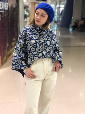 「青×白」｜リナリナ～さん（レディース・158cm）の冬コーディネート