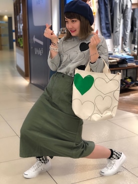 「ジャックパーセル」｜「アイテム（ハンチング/ベレー帽）」を使った、リナリナ～さん（レディース・158cm）の冬コーディネート