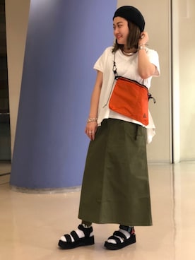 「グラミチ」｜「アイテム（ハンチング/ベレー帽）」を使った、リナリナ～さん（レディース・158cm）の春コーディネート