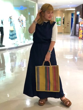 「SHAKA（シャカ）のアイテム」を使った、リナリナ～さん（レディース・158cm）の夏コーディネート