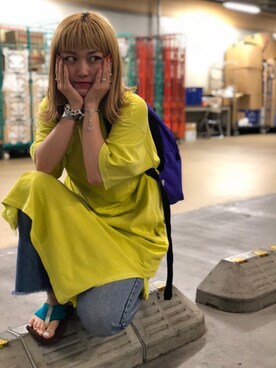 「TIMEX（タイメックス）のアイテム」を使った、リナリナ～さん（レディース・158cm）の夏コーディネート