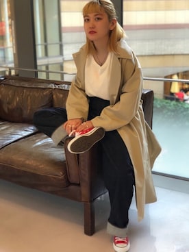 「アイテム（ステンカラーコート）」を使った、リナリナ～さん（レディース・158cm・20代）の夏コーディネート