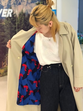 「アイテム（ステンカラーコート）」を使った、リナリナ～さん（レディース・158cm・20代）の夏コーディネート