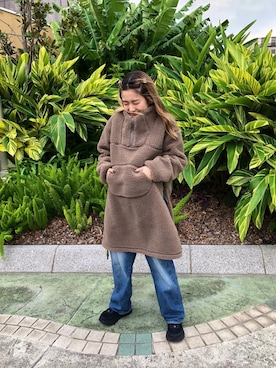 「MANASTASH（マナスタッシュ）のアイテム（その他アウター）」を使った、リナリナ～さん（レディース・158cm）の秋コーディネート