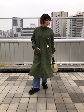 「MANASTASH（マナスタッシュ）のアイテム（バッグ）」を使った、リナリナ～さん（レディース・158cm）の春コーディネート