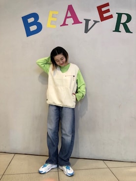 「BEAVER ORIGINAL（ビーバーオリジナル）のアイテム」を使った、リナリナ～さん（レディース・158cm）の夏コーディネート