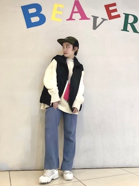 「POLeR OUTDOOR STUFF（ポーラーアウトドアスタッフ）のアイテム」を使った、リナリナ～さん（レディース・158cm）の冬コーディネート