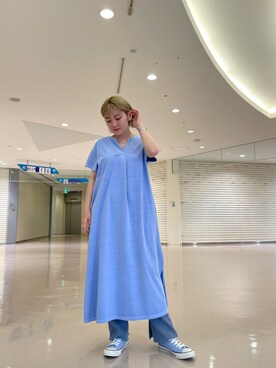 「MANASTASH（マナスタッシュ）のアイテム（ワンピース）」を使った、リナリナ～さん（レディース・158cm）の春コーディネート