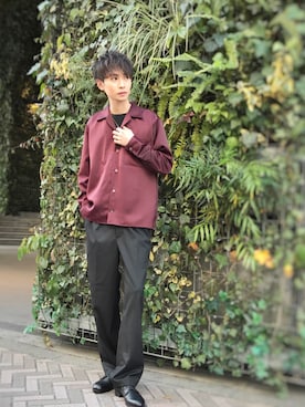 「GOSTAR DE FUGA（ゴスタール ジフーガ）のアイテム（スラックス）」を使った、GOSTARDEFUGA_YUSUKEさん（メンズ・173cm）の春コーディネート