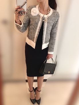 「シャネル」｜「アイテム（ノーカラージャケット）」を使った、Nanaさん（レディース・150cm）の冬コーディネート