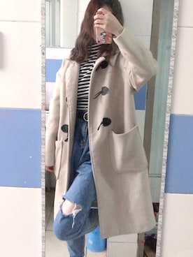 「アイテム（ダッフルコート）」を使った、对迟_さん（レディース・161cm・10代）の春コーディネート