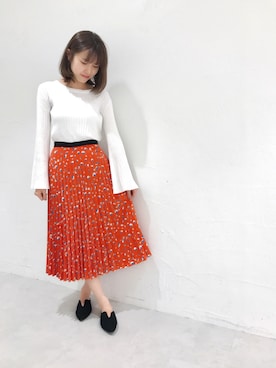 「フラワープリント」｜「アイテム（その他シューズ）」を使った、RINAさん（レディース・158cm）の春コーディネート