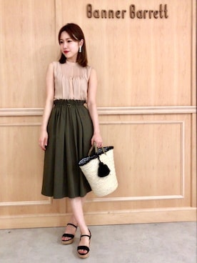 「アイテム（シャツ/ブラウス、ピンク系）」を使った、RINAさん（レディース・158cm）の春コーディネート