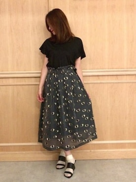 「フリルトップス」｜RINAさん（レディース・158cm）の夏コーディネート