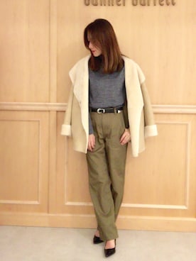 「Banner Barrett（バナーバレット）のアイテム（ムートンコート）」を使った、RINAさん（レディース・158cm）の秋コーディネート