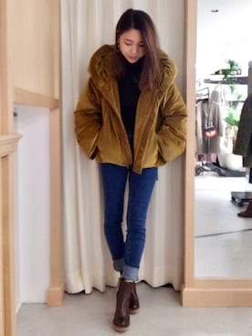「Banner Barrett（バナーバレット）のアイテム（ダウンジャケット/コート）」を使った、RINAさん（レディース・158cm）の秋コーディネート