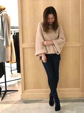 「Banner Barrett（バナーバレット）のアイテム（ブーツ）」を使った、RINAさん（レディース・158cm）の冬コーディネート