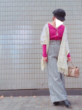 「LEPSIM（レプシィム）のマリンキャスケット　735142（キャスケット）」を使った、naaaaaaさん（レディース・152cm）の冬コーディネート